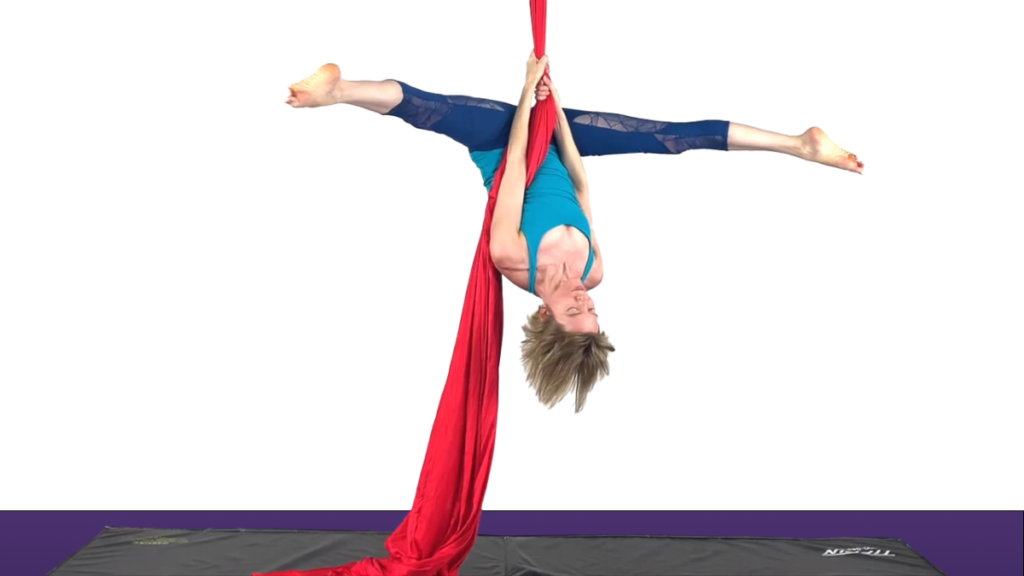 Straddle Up from the Ground Aerial Silks Beginner Inverted Positions Video Tutorial