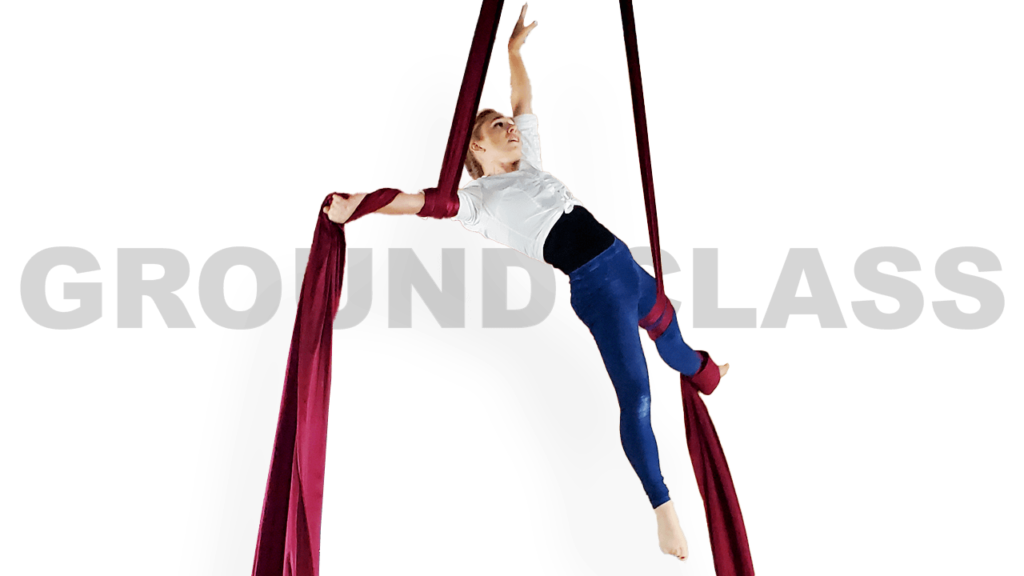 Full length ground class to build strength for long lines on aerial silks and hoop.