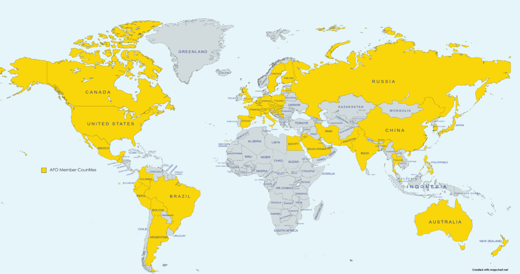 A quick world map showing all of the countries with Aerial Fit Online Members.