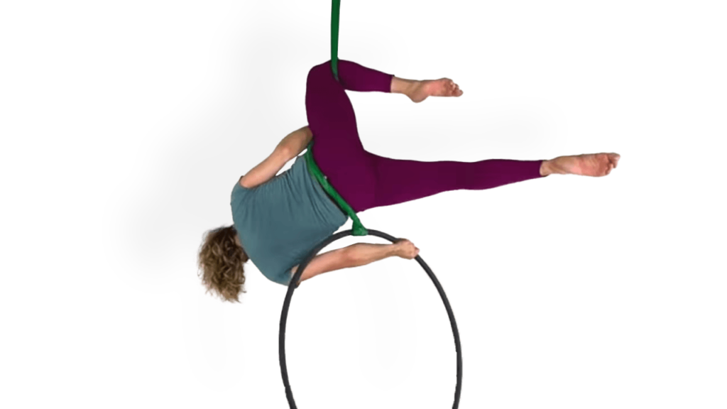 Same Side Knee Hook to Back Balance on Top Advanced Aerial Hoop Top Bar Video Tutorial Online Lyra Class