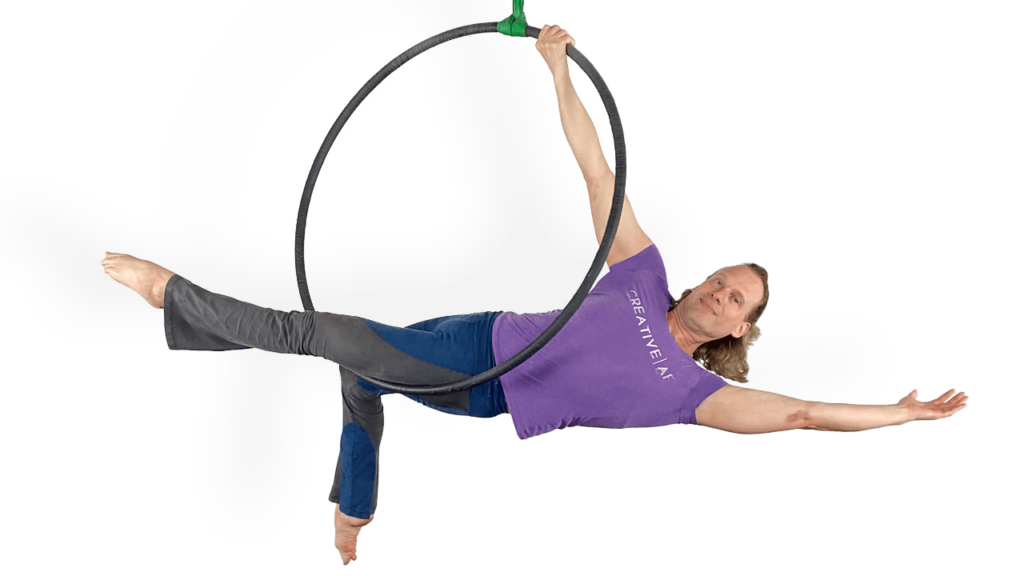 Back Lion Thread Through to Front Balance Aerial Hoop Video Tutorial Intermediate Transition Lyra Online Class