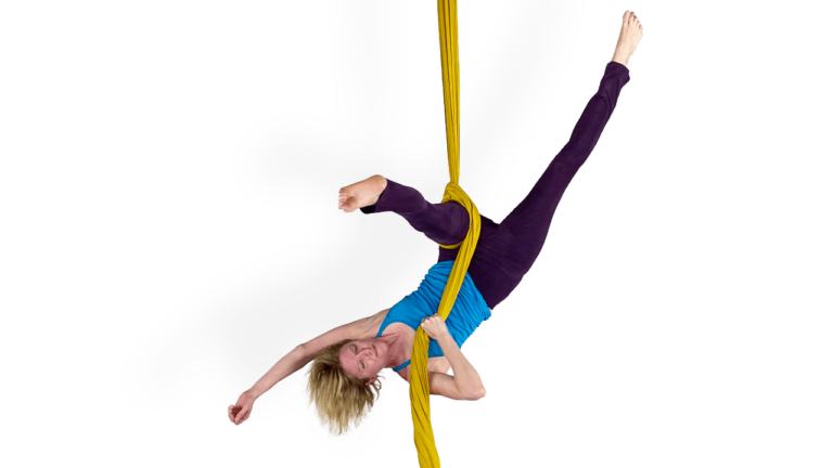 Thigh Wheeldown from Seatbelts Aerial Silks Video Tutorial Library Advanced Drops and Dives Fabric Online Class