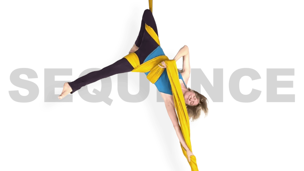 Wrapped J Roll to Thigh Wheeldown Sequence Aerial Silks Video Tutorial Advanced Online Silks Class