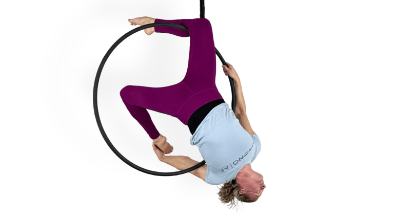 Faux single knee hang opposite side Aerial Hoop Video Tutorial Intermediate Lyra Online Class