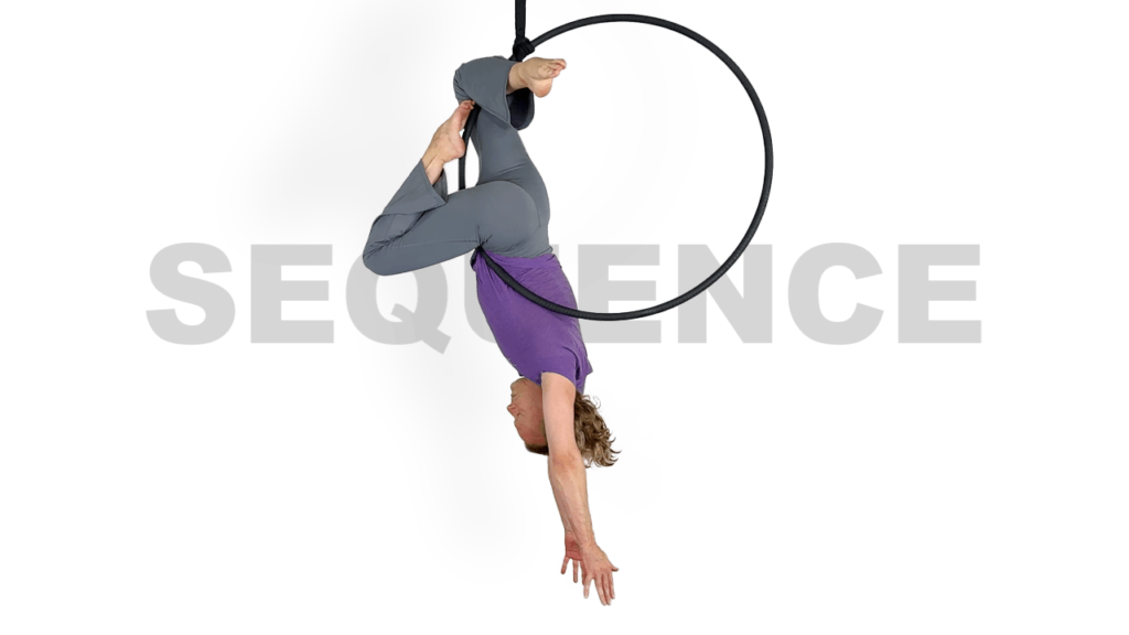 Dancer mount split to single knee hang on the side sequence Aerial Hoop Video Tutorial Advanced Lyra Online Class