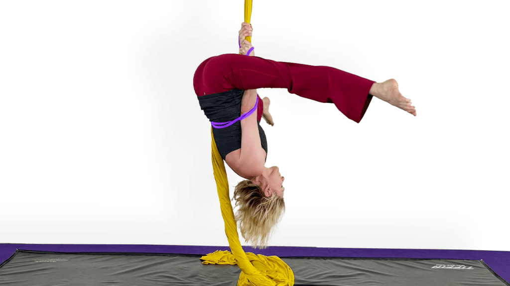 Straddle Up Drill with Pull Up Band Assist Aerial Silks Video Tutorial All Levels Conditioning Fabric Online Class