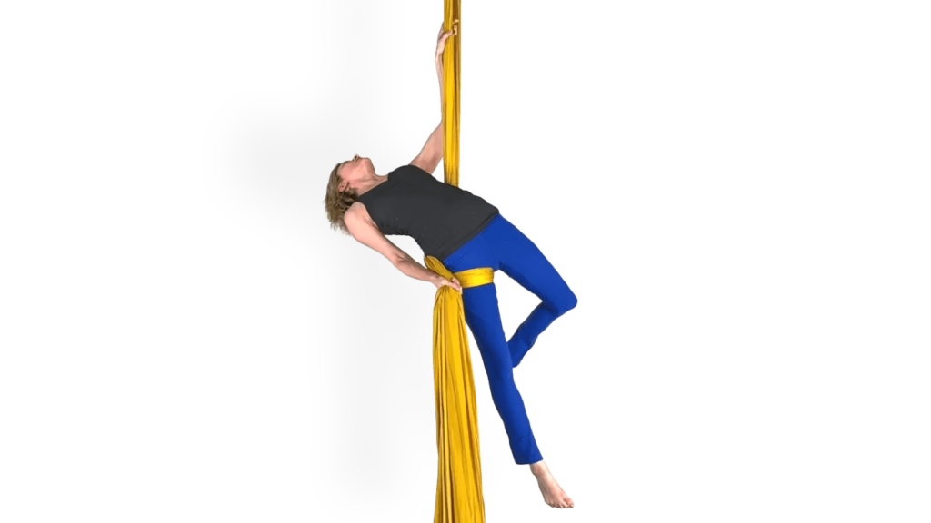 Knee Belay From Back Cross Aerial Silks Video Tutorial Advance Drops and Dives Fabric Online Class