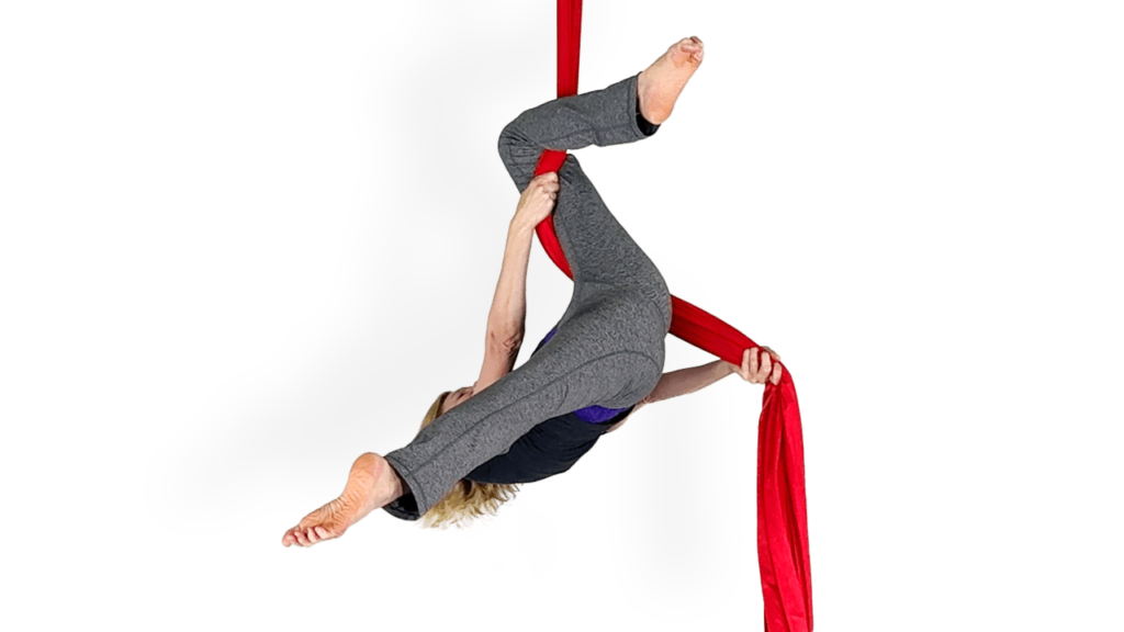 Ball Same Side Knee Hook Entry & Exit Aerial Silks Video Tutorial Advanced Key Fabric Online Class