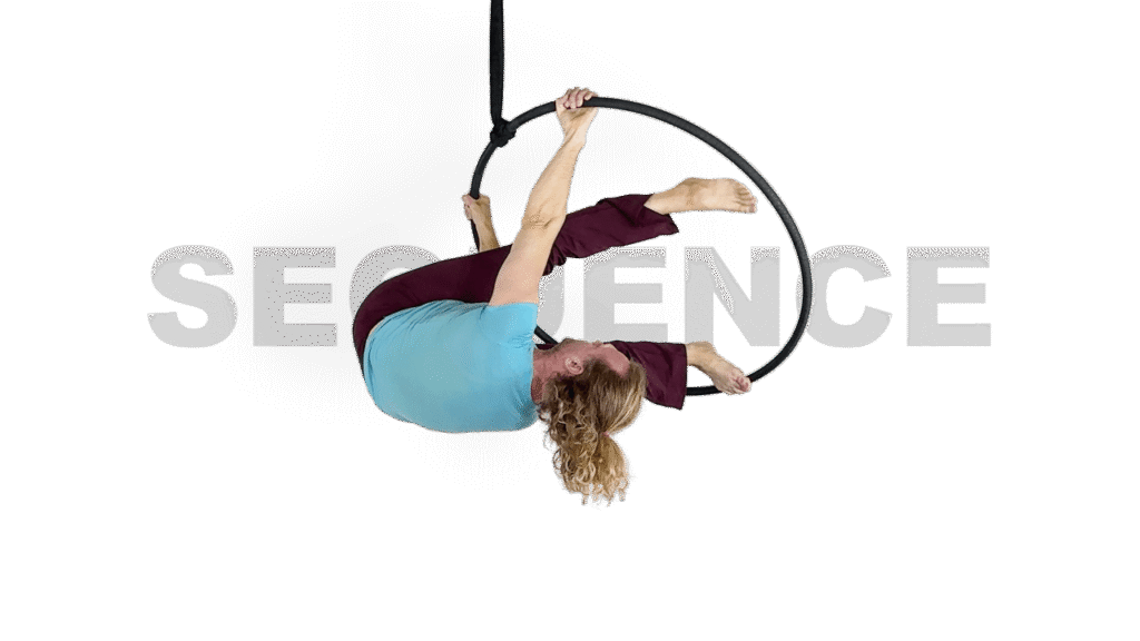 Hip Hop Knee Hang to Standing Y Sequence Aerial Hoop Video Tutorial Advanced Lyra Online Class