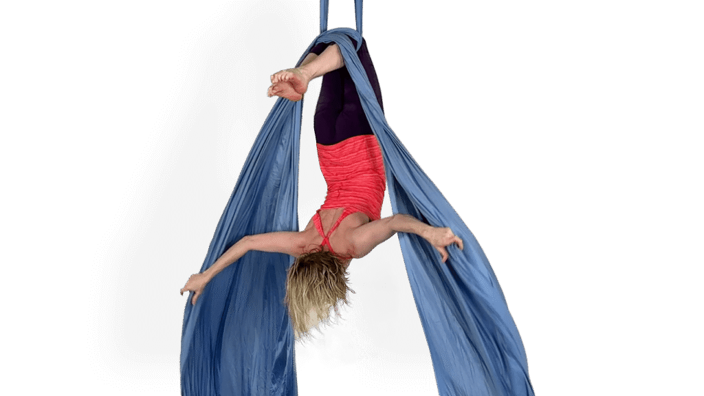Knee Hang Droplet on the Twist Aerial Silks Video Tutorial Intermediate Drops and Dives Fabric Online Class