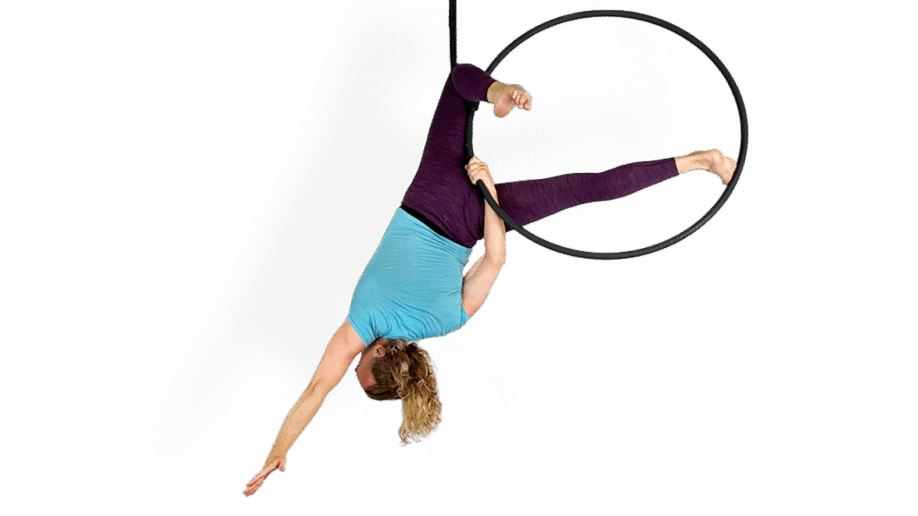 Single Knee Hook Hoop Behind the Leg Skin the Cat Splits Entrance Aerial Hoop Video Tutorial Advanced Lyra Online Class
